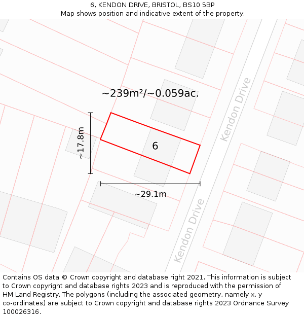 6, KENDON DRIVE, BRISTOL, BS10 5BP: Plot and title map