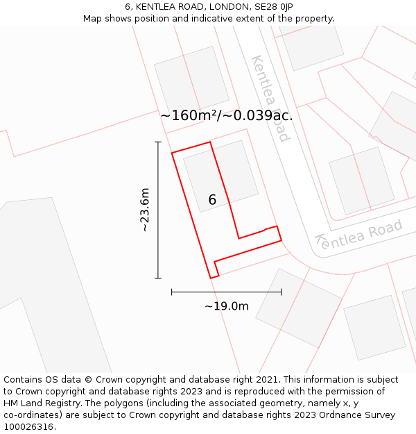 6, KENTLEA ROAD, LONDON, SE28 0JP: Plot and title map
