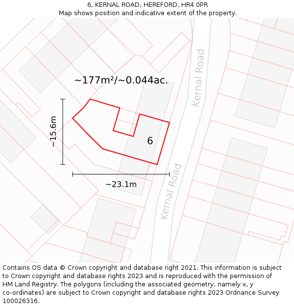 6, KERNAL ROAD, HEREFORD, HR4 0PR: Plot and title map