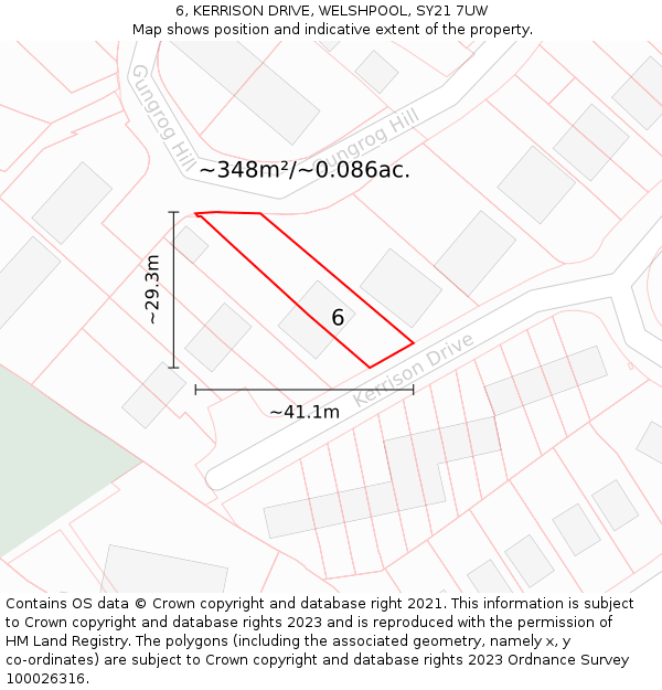 6, KERRISON DRIVE, WELSHPOOL, SY21 7UW: Plot and title map