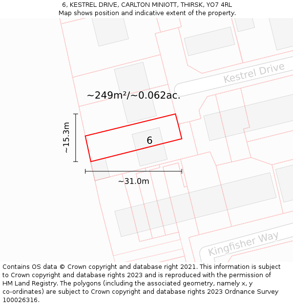 6, KESTREL DRIVE, CARLTON MINIOTT, THIRSK, YO7 4RL: Plot and title map