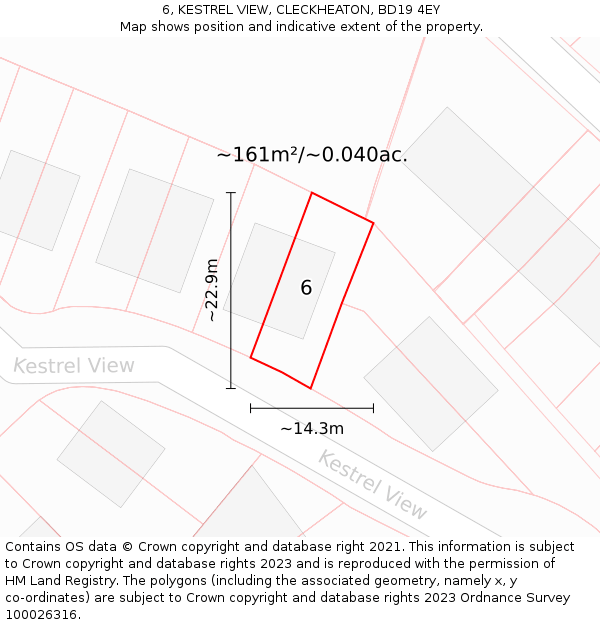 6, KESTREL VIEW, CLECKHEATON, BD19 4EY: Plot and title map