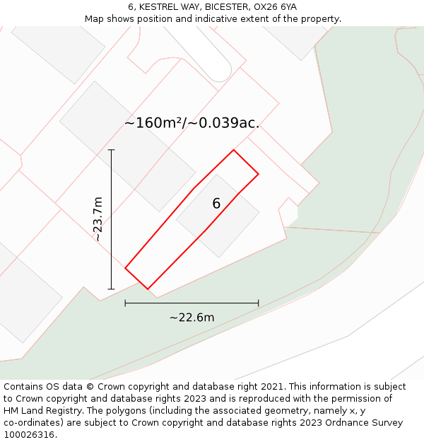 6, KESTREL WAY, BICESTER, OX26 6YA: Plot and title map