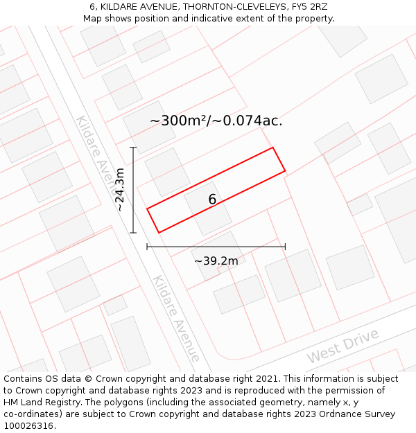 6, KILDARE AVENUE, THORNTON-CLEVELEYS, FY5 2RZ: Plot and title map