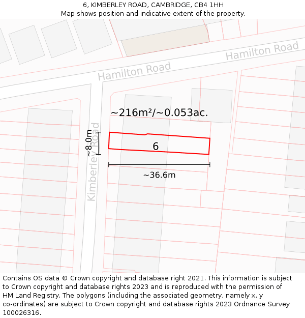 6, KIMBERLEY ROAD, CAMBRIDGE, CB4 1HH: Plot and title map