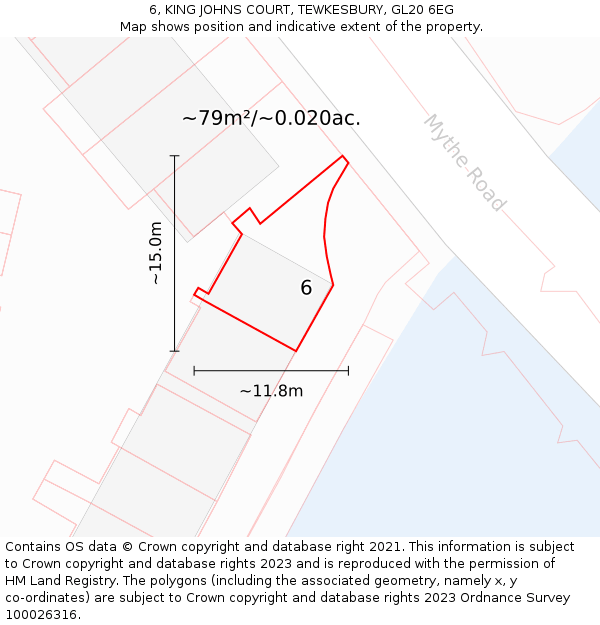 6, KING JOHNS COURT, TEWKESBURY, GL20 6EG: Plot and title map