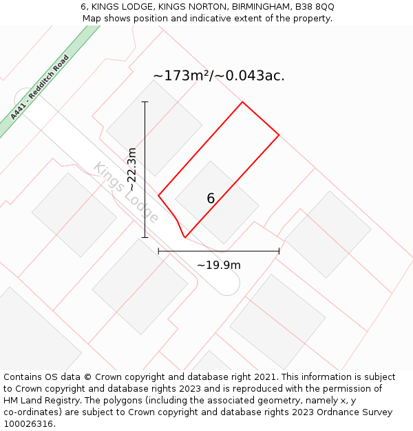 6, KINGS LODGE, KINGS NORTON, BIRMINGHAM, B38 8QQ: Plot and title map