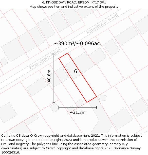6, KINGSDOWN ROAD, EPSOM, KT17 3PU: Plot and title map