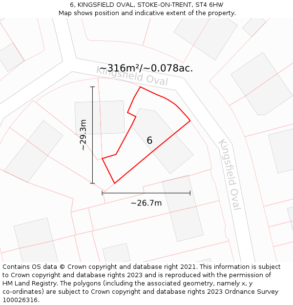 6, KINGSFIELD OVAL, STOKE-ON-TRENT, ST4 6HW: Plot and title map