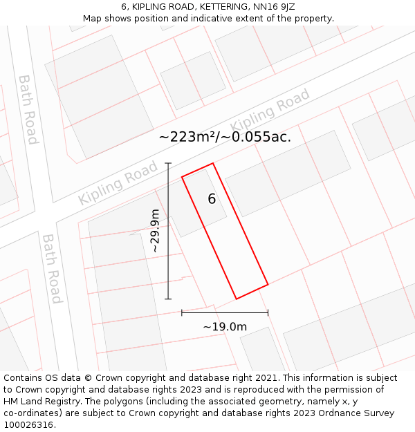 6, KIPLING ROAD, KETTERING, NN16 9JZ: Plot and title map