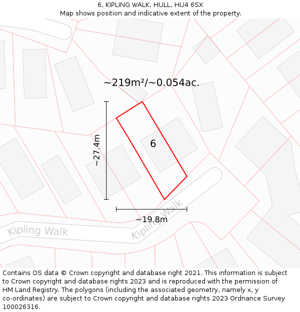 6, KIPLING WALK, HULL, HU4 6SX: Plot and title map