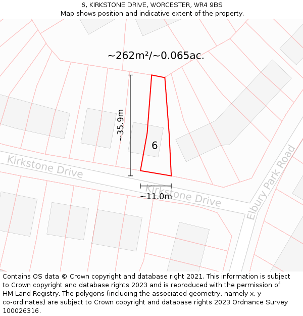 6, KIRKSTONE DRIVE, WORCESTER, WR4 9BS: Plot and title map