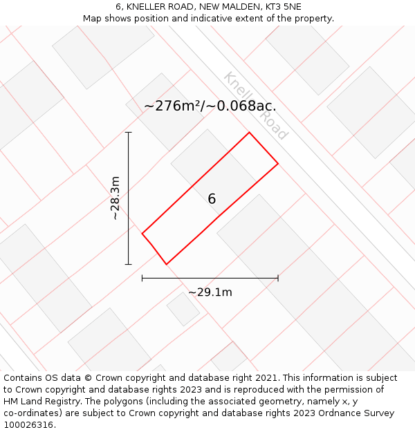 6, KNELLER ROAD, NEW MALDEN, KT3 5NE: Plot and title map