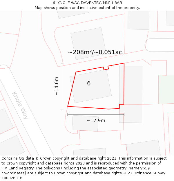 6, KNOLE WAY, DAVENTRY, NN11 8AB: Plot and title map