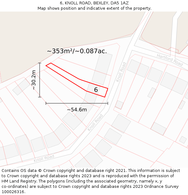6, KNOLL ROAD, BEXLEY, DA5 1AZ: Plot and title map