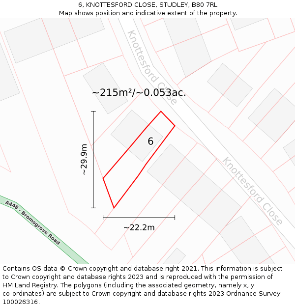 6, KNOTTESFORD CLOSE, STUDLEY, B80 7RL: Plot and title map