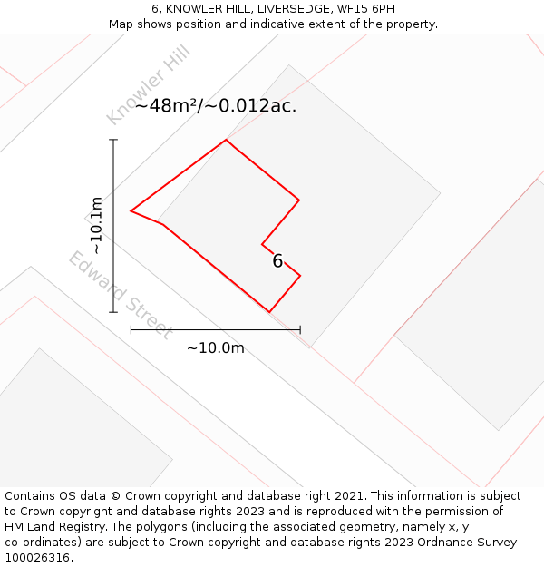 6, KNOWLER HILL, LIVERSEDGE, WF15 6PH: Plot and title map