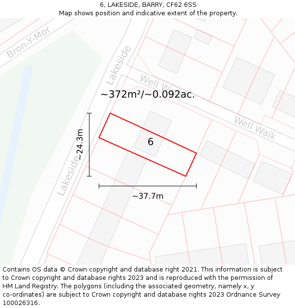 6, LAKESIDE, BARRY, CF62 6SS: Plot and title map