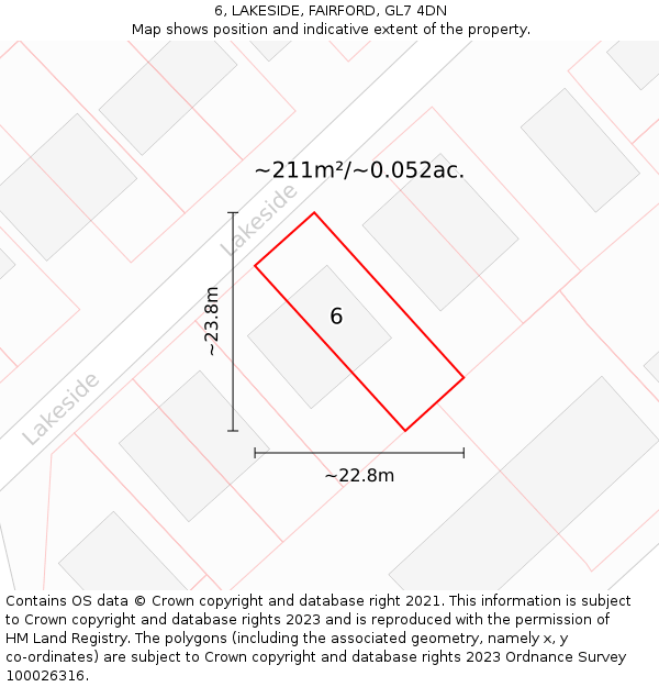 6, LAKESIDE, FAIRFORD, GL7 4DN: Plot and title map