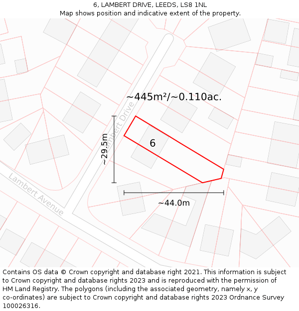 6, LAMBERT DRIVE, LEEDS, LS8 1NL: Plot and title map