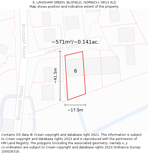 6, LANGHAM GREEN, BLOFIELD, NORWICH, NR13 4LD: Plot and title map