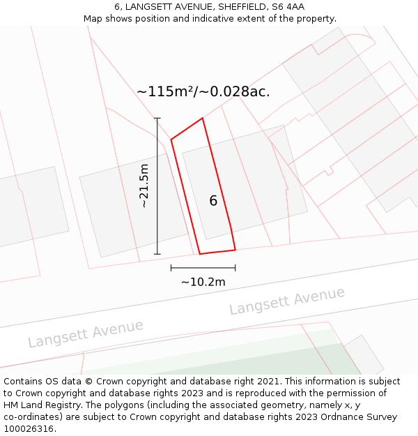 6, LANGSETT AVENUE, SHEFFIELD, S6 4AA: Plot and title map