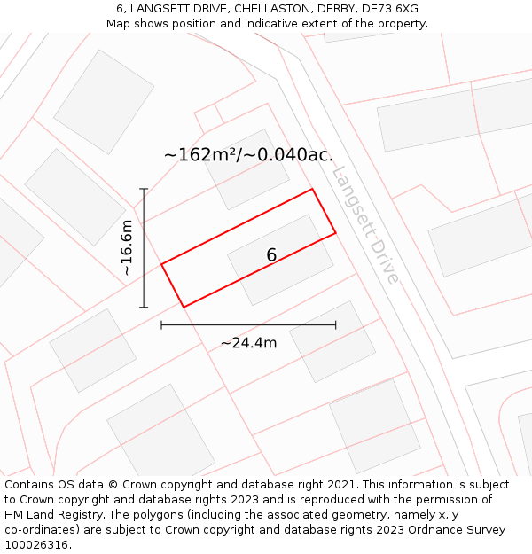 6, LANGSETT DRIVE, CHELLASTON, DERBY, DE73 6XG: Plot and title map