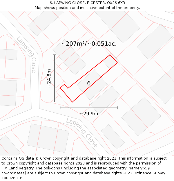 6, LAPWING CLOSE, BICESTER, OX26 6XR: Plot and title map