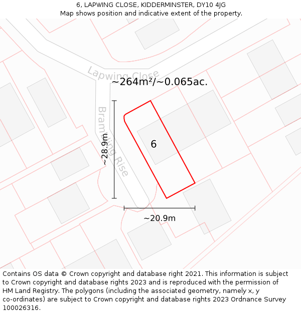 6, LAPWING CLOSE, KIDDERMINSTER, DY10 4JG: Plot and title map