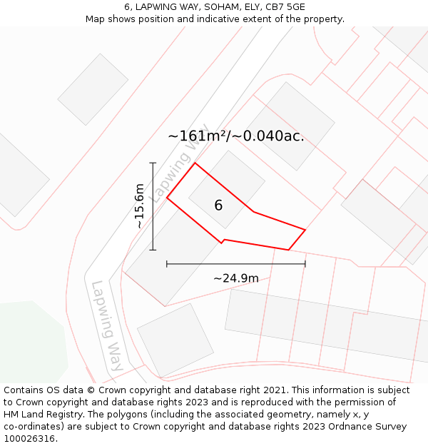 6, LAPWING WAY, SOHAM, ELY, CB7 5GE: Plot and title map