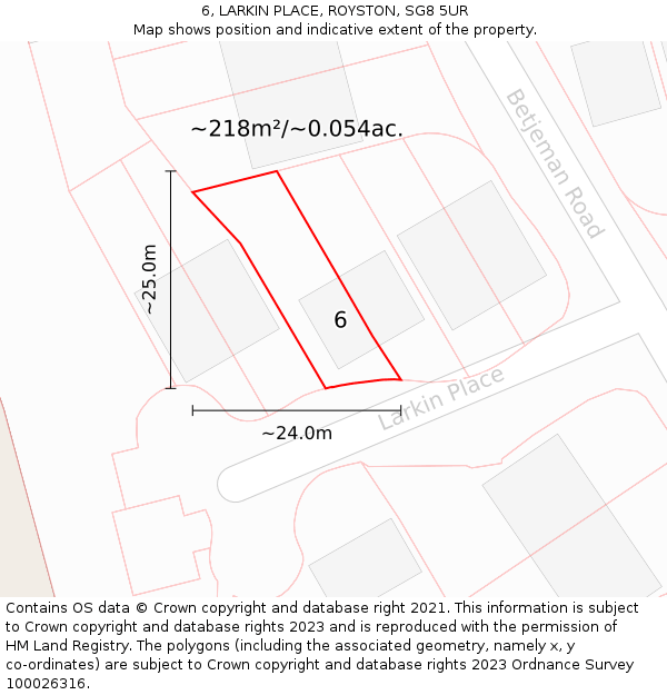 6, LARKIN PLACE, ROYSTON, SG8 5UR: Plot and title map
