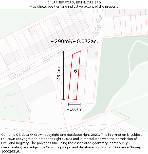 6, LARNER ROAD, ERITH, DA8 3RD: Plot and title map
