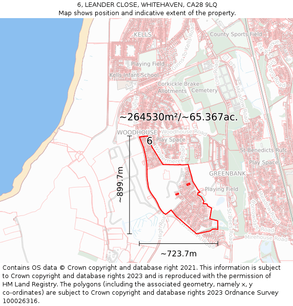6, LEANDER CLOSE, WHITEHAVEN, CA28 9LQ: Plot and title map