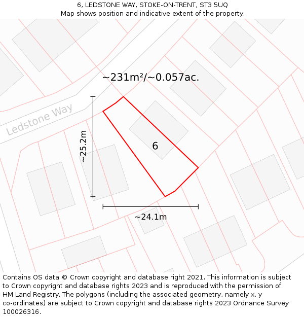 6, LEDSTONE WAY, STOKE-ON-TRENT, ST3 5UQ: Plot and title map