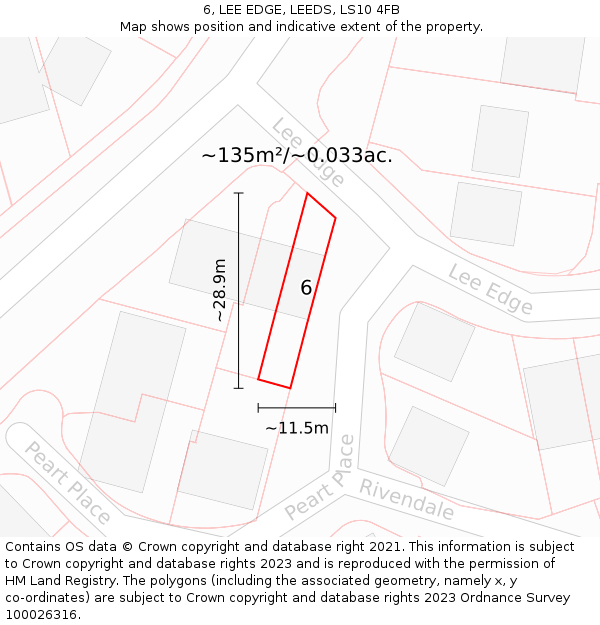 6, LEE EDGE, LEEDS, LS10 4FB: Plot and title map