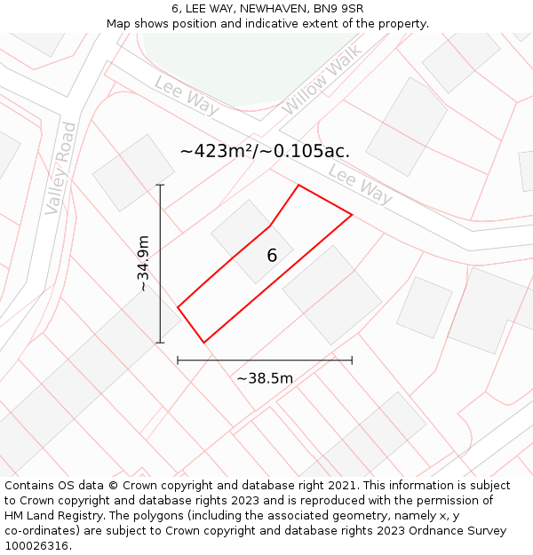 6, LEE WAY, NEWHAVEN, BN9 9SR: Plot and title map