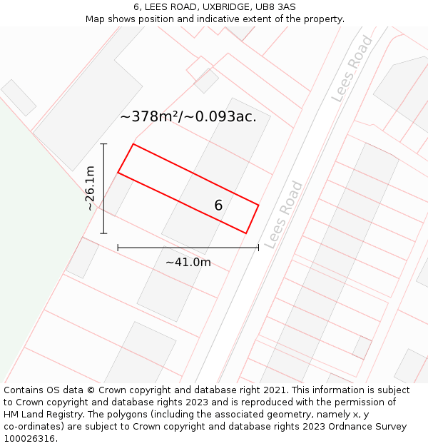 6, LEES ROAD, UXBRIDGE, UB8 3AS: Plot and title map