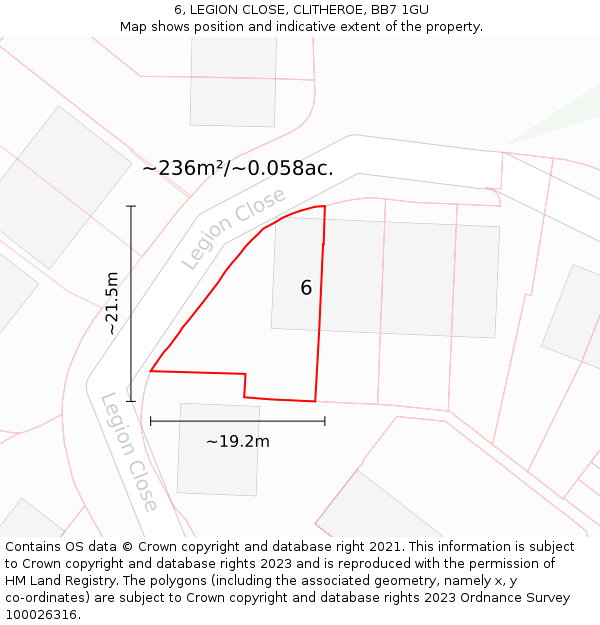 6, LEGION CLOSE, CLITHEROE, BB7 1GU: Plot and title map