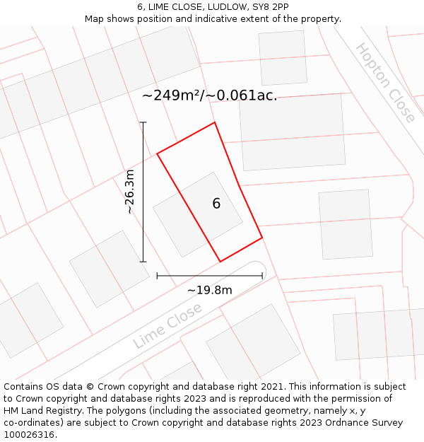 6, LIME CLOSE, LUDLOW, SY8 2PP: Plot and title map