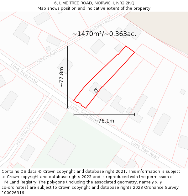 6, LIME TREE ROAD, NORWICH, NR2 2NQ: Plot and title map