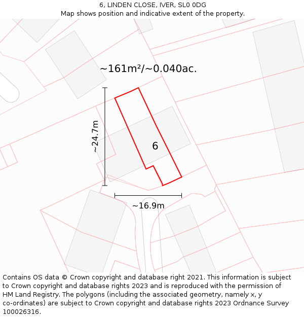 6, LINDEN CLOSE, IVER, SL0 0DG: Plot and title map