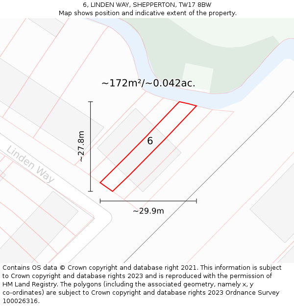 6, LINDEN WAY, SHEPPERTON, TW17 8BW: Plot and title map