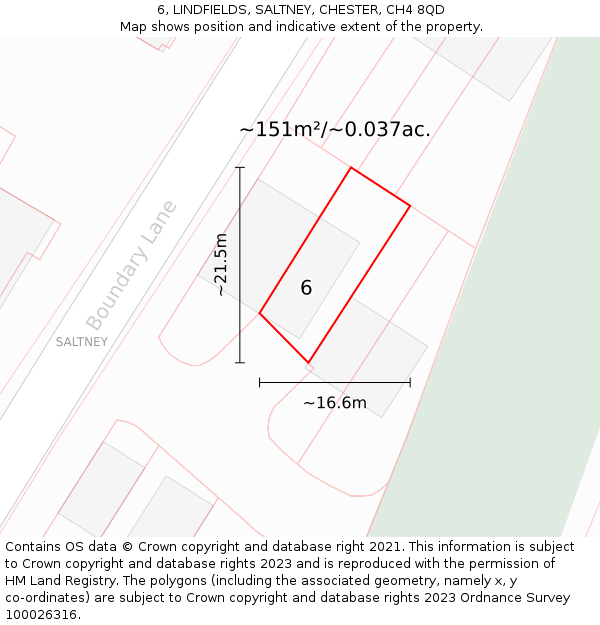 6, LINDFIELDS, SALTNEY, CHESTER, CH4 8QD: Plot and title map