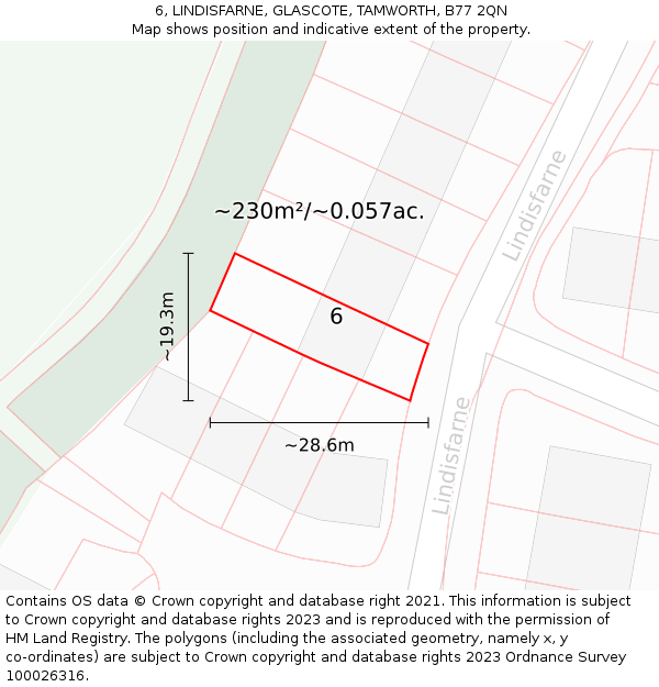 6, LINDISFARNE, GLASCOTE, TAMWORTH, B77 2QN: Plot and title map