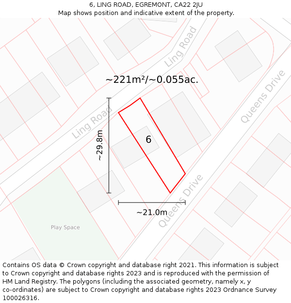 6, LING ROAD, EGREMONT, CA22 2JU: Plot and title map