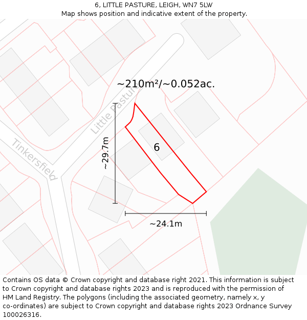 6, LITTLE PASTURE, LEIGH, WN7 5LW: Plot and title map