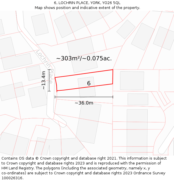 6, LOCHRIN PLACE, YORK, YO26 5QL: Plot and title map