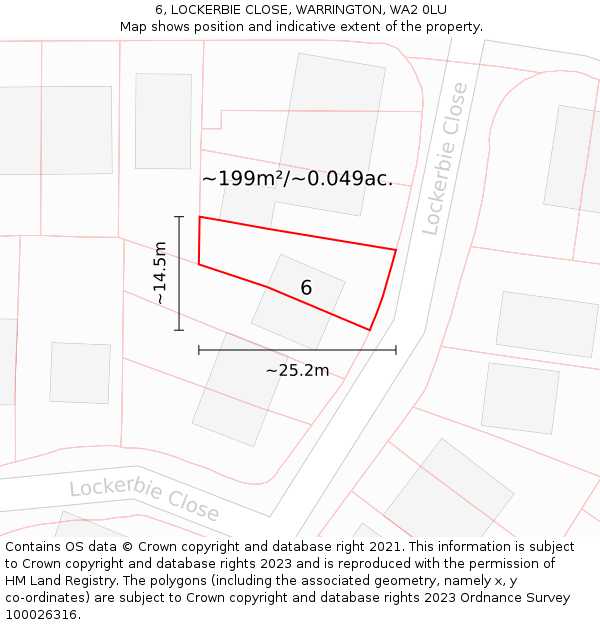 6, LOCKERBIE CLOSE, WARRINGTON, WA2 0LU: Plot and title map