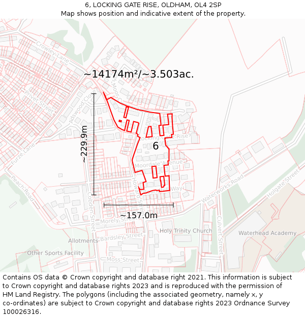 6, LOCKING GATE RISE, OLDHAM, OL4 2SP: Plot and title map