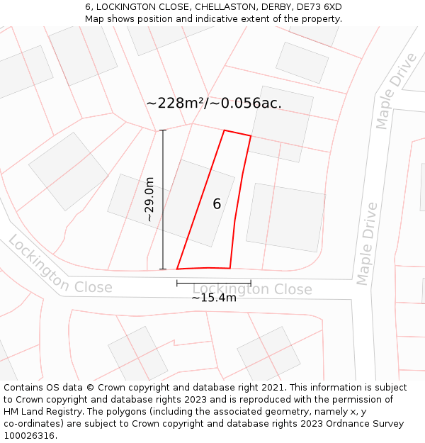 6, LOCKINGTON CLOSE, CHELLASTON, DERBY, DE73 6XD: Plot and title map